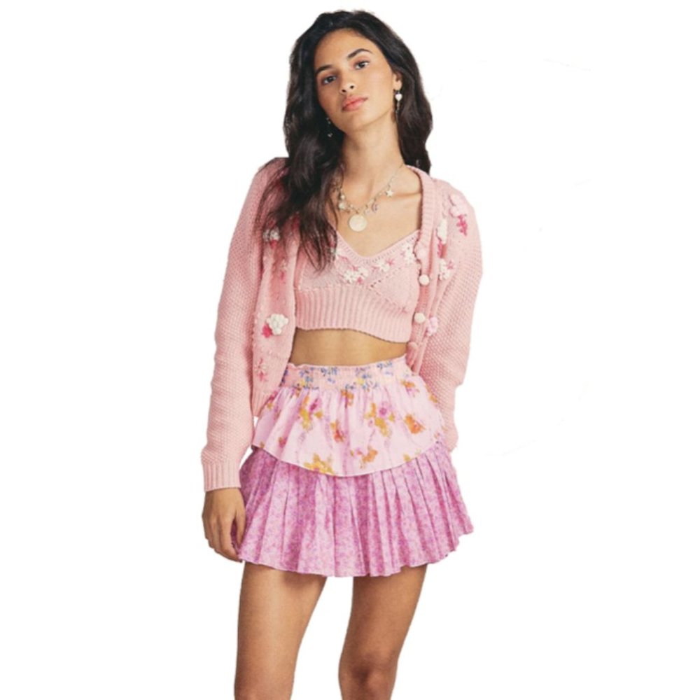 LoveShackFancy Ruffle Mini Skirt, Exploded Pink